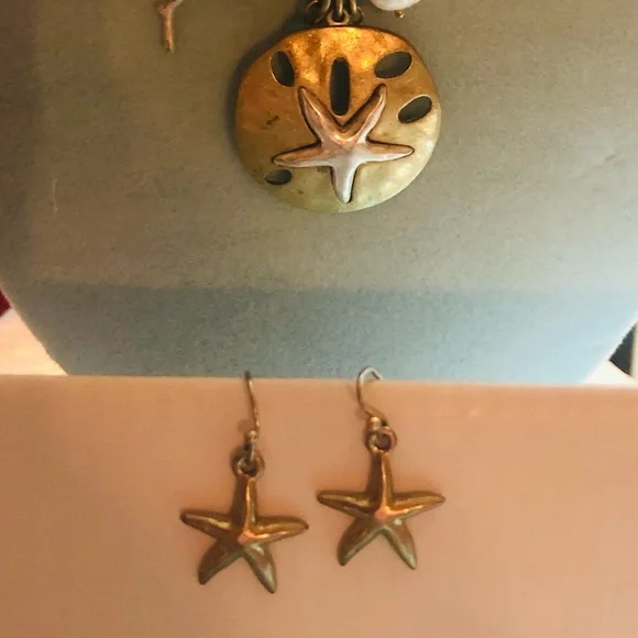 Gold and Silver Starfish Pendant Chunky Necklace - Picture 3 of 9